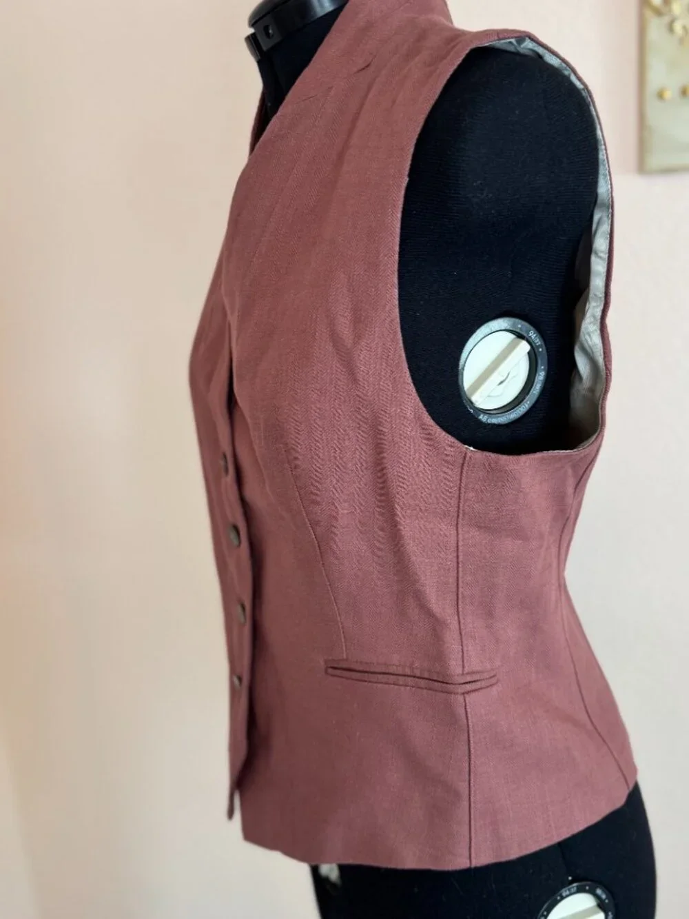 Minimalist Chic Spring Staple Marsala Linen Blend Vest Medium Zara NWT - Picture 9 of 11